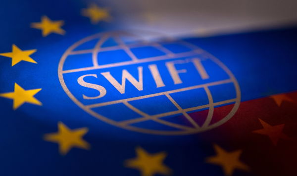 Логотип Swift, флаги ЕС и России