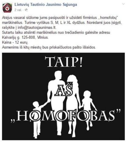 Объявление о продаже футболок с надписью "Да. Я - гомофоб"