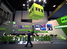 Стенд телеканала RT на Петербургском международном экономическом форуме