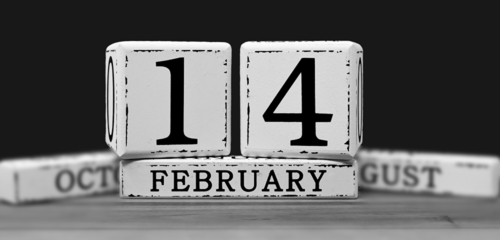 Календарь с датой 14 февраля
